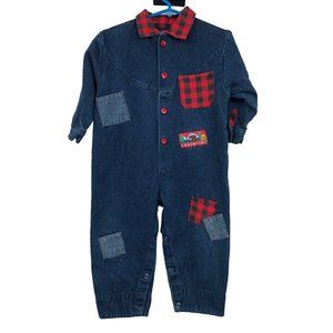 Vintage GoodFellas Denim Jump Suit Baby Boys 24 Mos Used Plaid